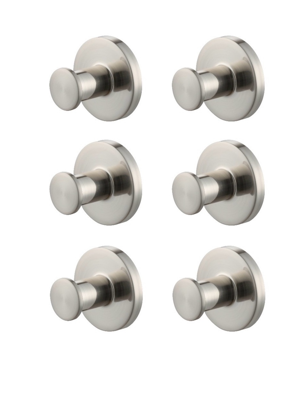 Mainstays 6 Pack Satin Nickel Round Robe Hooks Wall Mount Bath Hardware